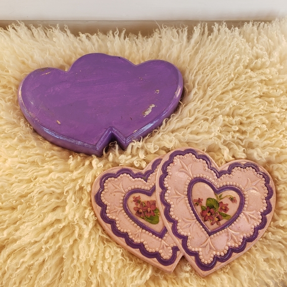 $8 Handmade Ceramic Heart Unicorn Vtg Trinket Jewelry Box Cottage Purple Pink - Picture 4 of 7